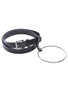 Romwe Black Buckled Faux Leather Belt With Big Hoop