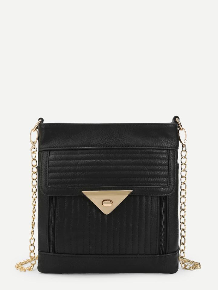 Romwe Chain Pouch Bag With Pushlock