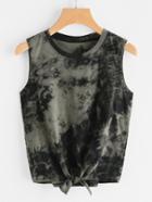 Romwe Water Color Self Tie Front Tank Top