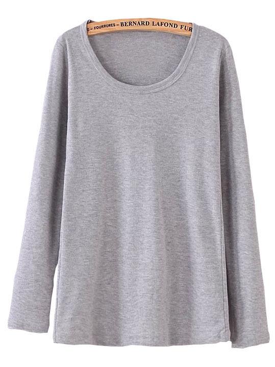 Romwe Long Sleeve Grey T-shirt