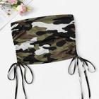 Romwe Camo Print Drawstring Side Tube Top