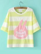 Romwe Monster Patch Striped Yellow T-shirt