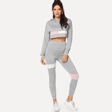 Romwe Hooded Crop Sweatshirt With Leggings