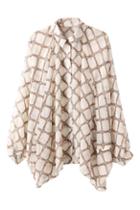 Romwe Check Print Batwing Loose Shirt