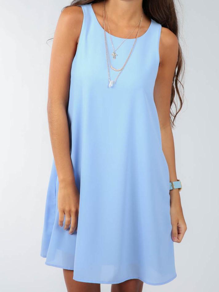 Romwe Sleeveless Chiffon Shift Dress