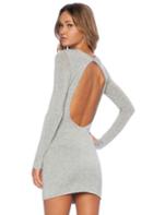 Romwe Backless Bodycon Grey Dress