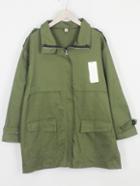 Romwe Lapel Zipper Pockets Army Green Coat