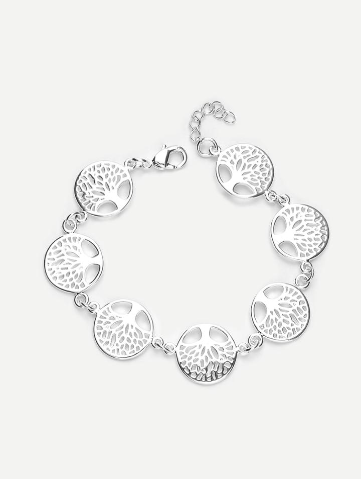 Romwe Hollow Tree Detail Link Bracelet