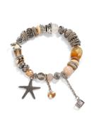 Romwe Starfish & Crystal Design Charm Bracelet