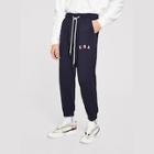 Romwe Guys Letter Embroidered Drawstring Waist Sweatpants