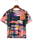 Romwe Brush Splatter Print T-shirt