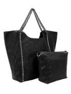 Romwe Black Chain Two Pieces Shoulder Bag