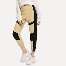 Romwe Colorblock Zip Up Pants