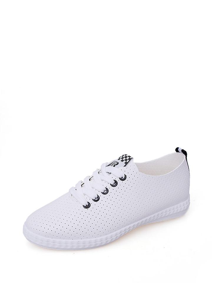 Romwe Laser Cutting Lace Up Trainers