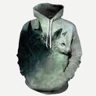 Romwe Guys 3d Wolf Print Hooded Sweatshirt