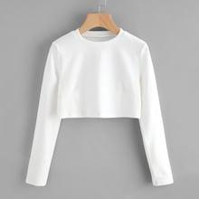 Romwe Crew Neck Crop Tee
