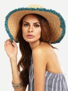 Romwe Vacation Green Raw Trim Large Brimmed Hat