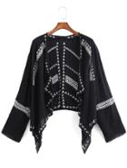 Romwe Long Sleeve Embroidered Top