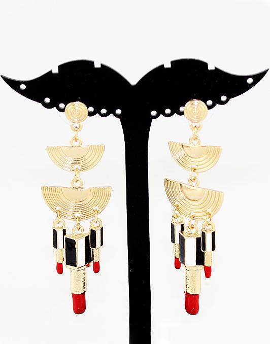 Romwe Alloy Sexy Lipstick Drop Earring