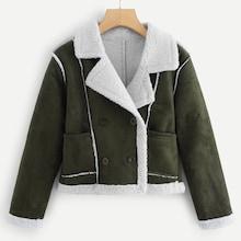 Romwe Contrast Hem Warm Jacket