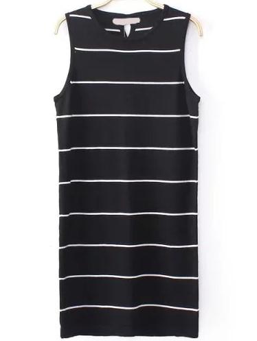 Romwe Striped Keyhole Tank Dress