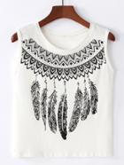 Romwe Dreamcatcher Print Crop Top