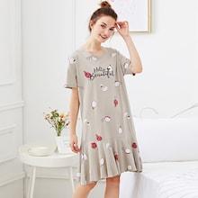 Romwe Pitaya Print Ruffle Hem Night Dress