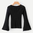 Romwe Flounce Sleeve Cut Out Solid Jumper
