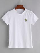 Romwe White Patch Casual T-shirt