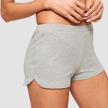 Romwe Elastic Waist Solid Shorts