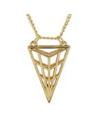 Romwe Gold Triangle Pendant Long Necklace