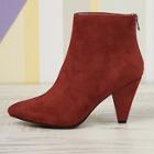 Romwe Faux Suede Pointed Toe High Heel Booties