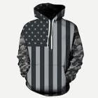 Romwe Men American Flags Print Hooded Sweatshirt