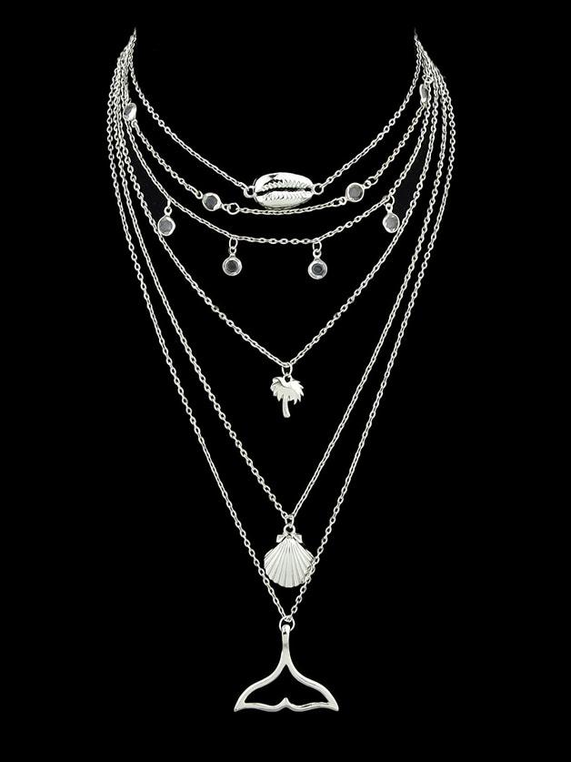 Romwe Retro Fishtail Multilayer Necklace