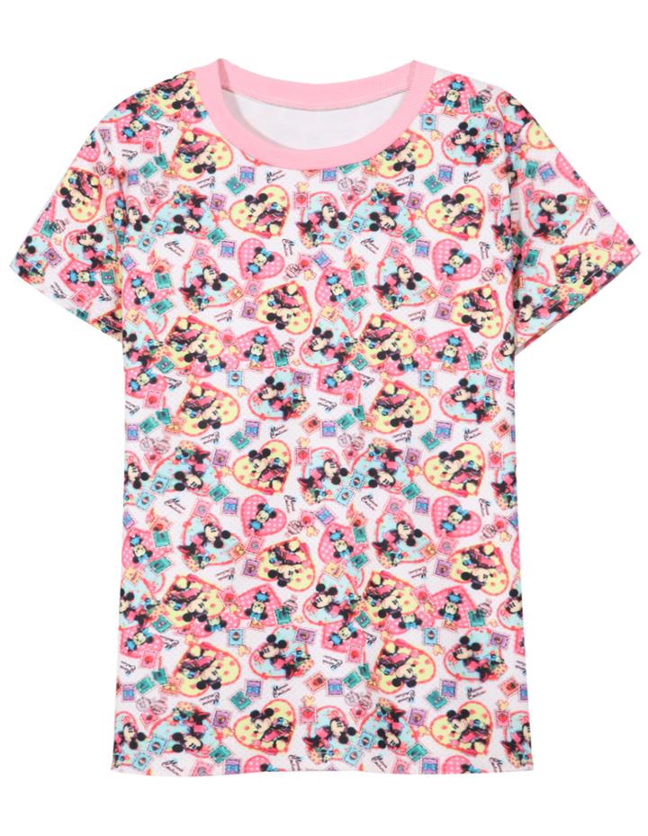 Romwe Round Neck Mickey Mouse Print T-shirt