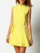 Romwe Stand Collar Shift Shirt Dress With Belt