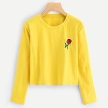 Romwe Embroidered Flower Detail Tee