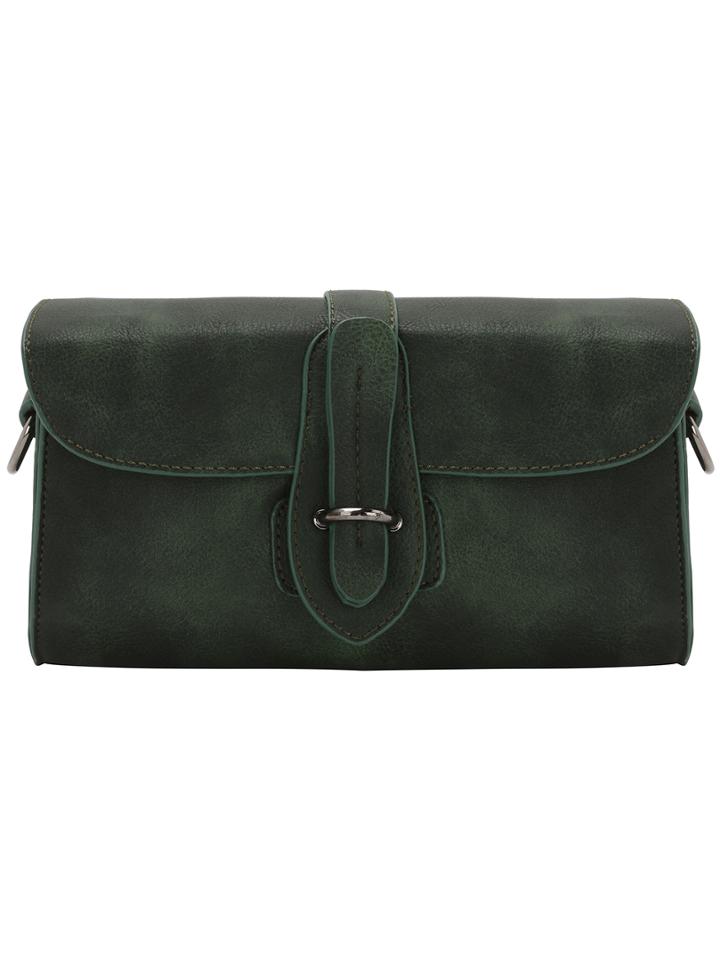 Romwe Green Belt Buckle Pu Bag
