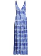 Romwe Deep V Neck Tie-dye Maxi Dress
