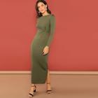 Romwe Twist Front Split Hem Maxi Dress