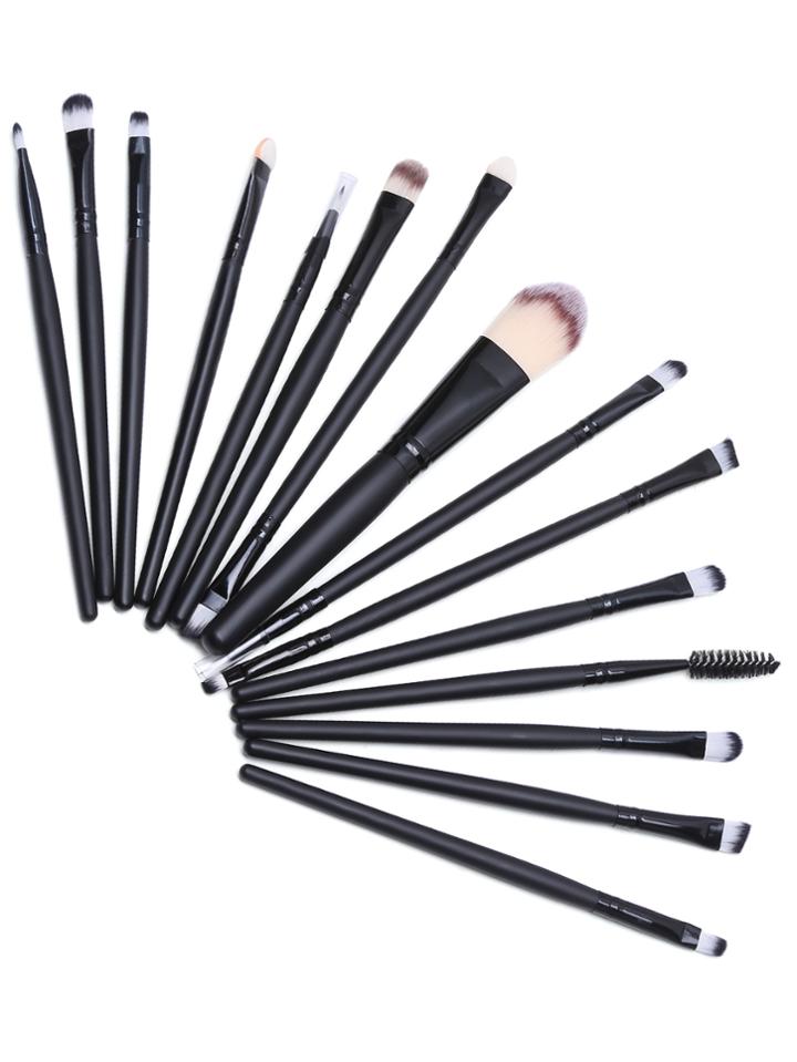 Romwe Black Professional Makeup Brush 15pcs