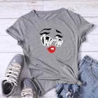 Romwe Eyes And Lip Print Tee