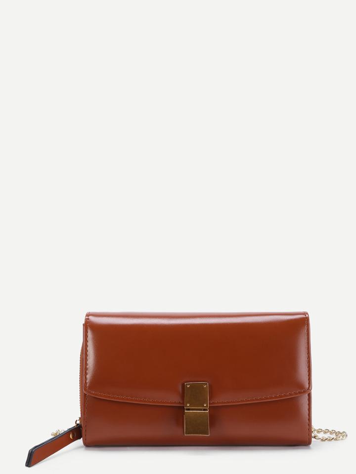 Romwe Metal Detail Pu Wallet With Chain