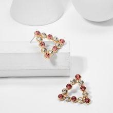 Romwe Rhinestone Triangle Design Stud Earrings