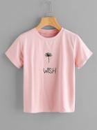 Romwe Dandelion Embroidered Tee