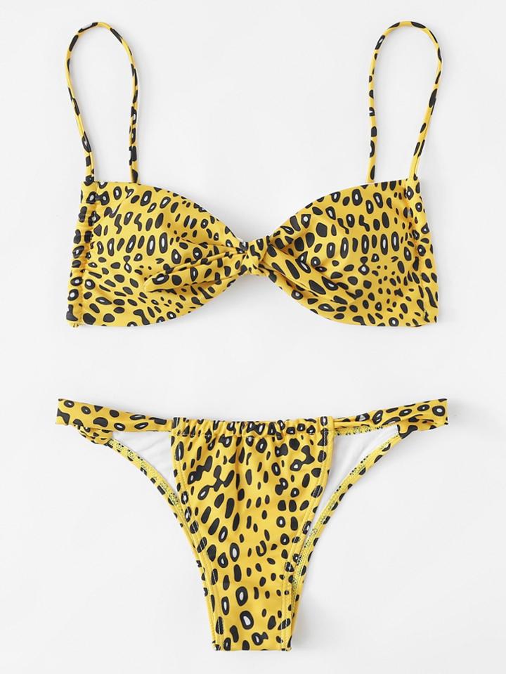 Romwe Leopard Bikini Set