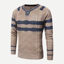 Romwe Men Button Cable Knit Jumper