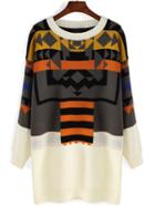 Romwe Geometric Print Loose Sweater Dress