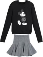 Romwe Mickey Print Top With Flare Skirt
