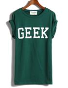 Romwe Geek Print Green T-shirt